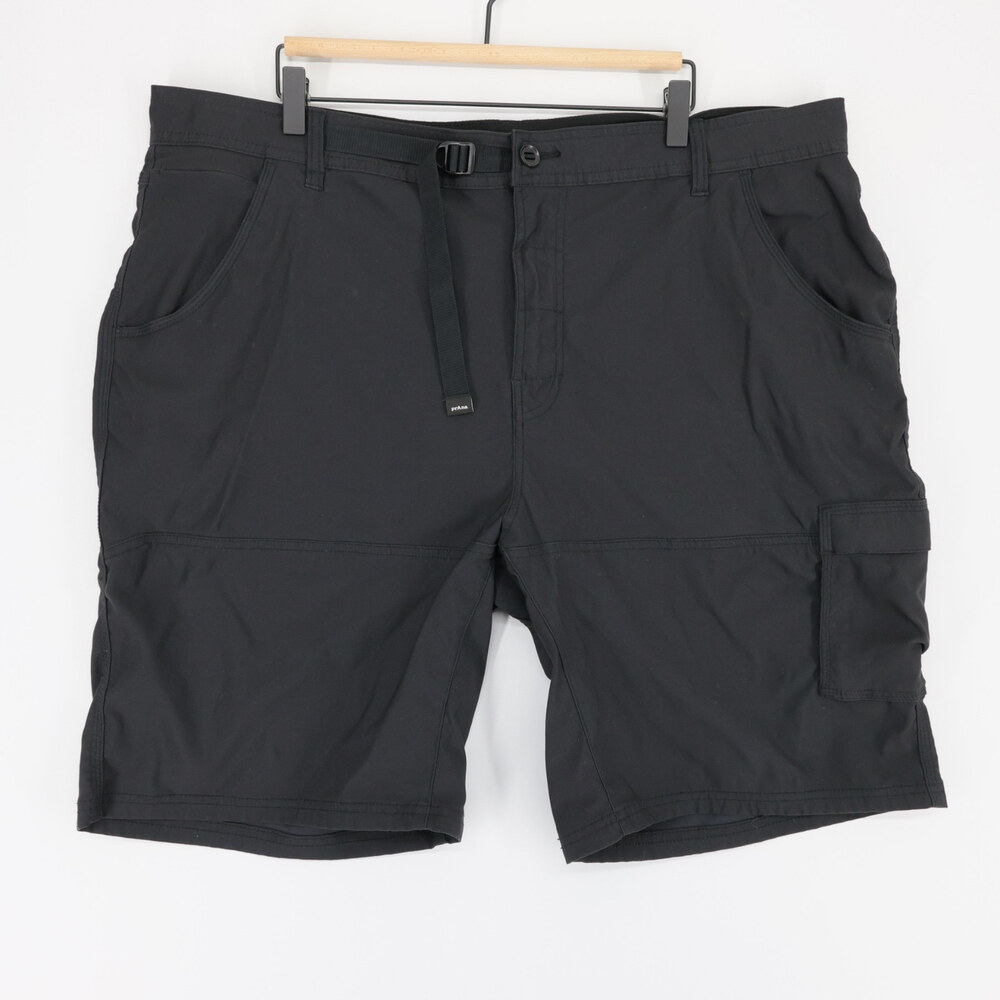 Prana Stretch Zion II Shorts Mens 42 Black Hiking Outdoor Belted Cargo